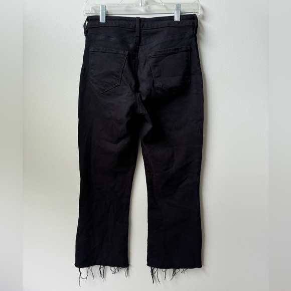 L'Agence Kendra Black High Rise Cropped Kick Flare Jeans raw hem 26 - Picture 5 of 6